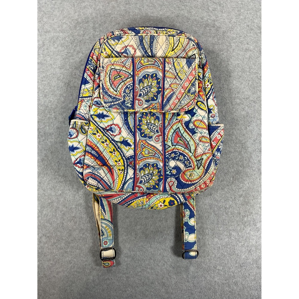 Vera Bradley Quilted Cotton Backpack Multi-Color Paisley Floral Print Medium
